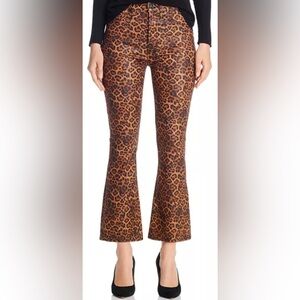 7 For All Mankind High Waist Slim Kick Flare Coated Leopard Jeans, sz 24